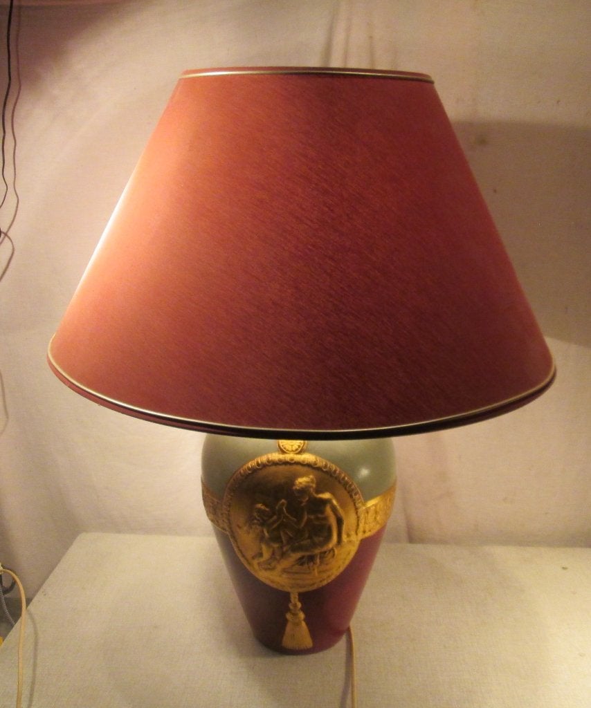 Prachtige Retro Tafellamp in aardewerk met Kap - 72cm, Ophalen of Verzenden, Huis en Inrichting