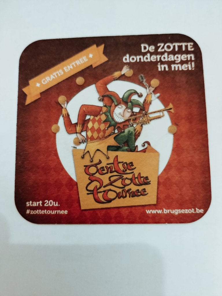 Bierviltje Brugse zot R/V, Ophalen of Verzenden, Zo goed als nieuw, Viltje(s), Overige merken