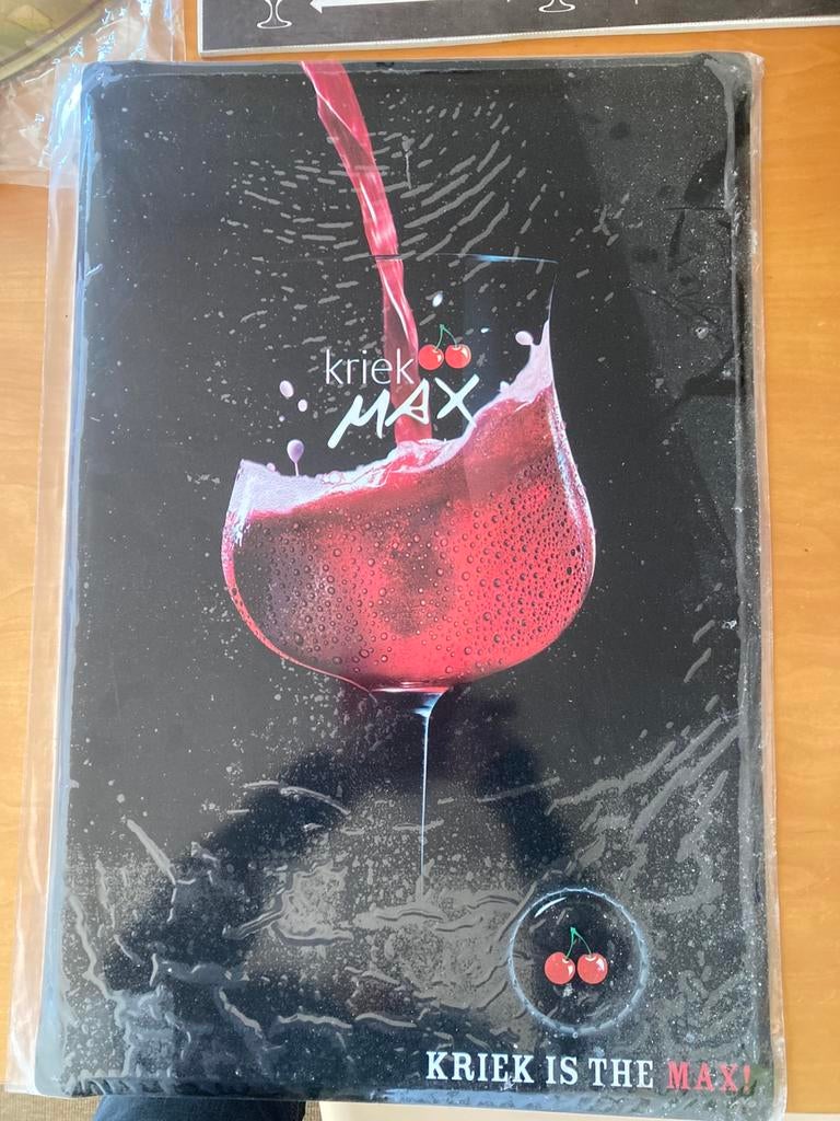 Kriek Max: 2 metalen reclameborden. 60x40cm, Enlèvement, Neuf