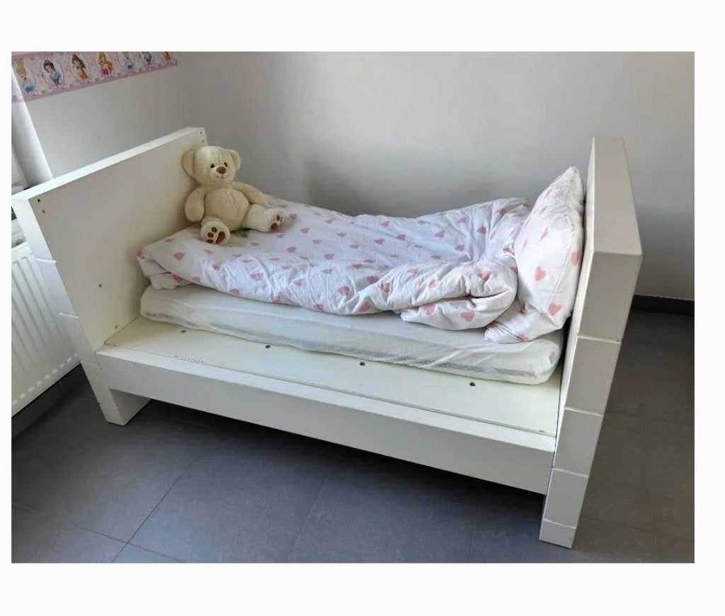 Babybed Woodwork 70x140 cm (2 in 1 meegroeibed), Moins de 70 cm, Sommier à lattes, Enlèvement, Utilisé