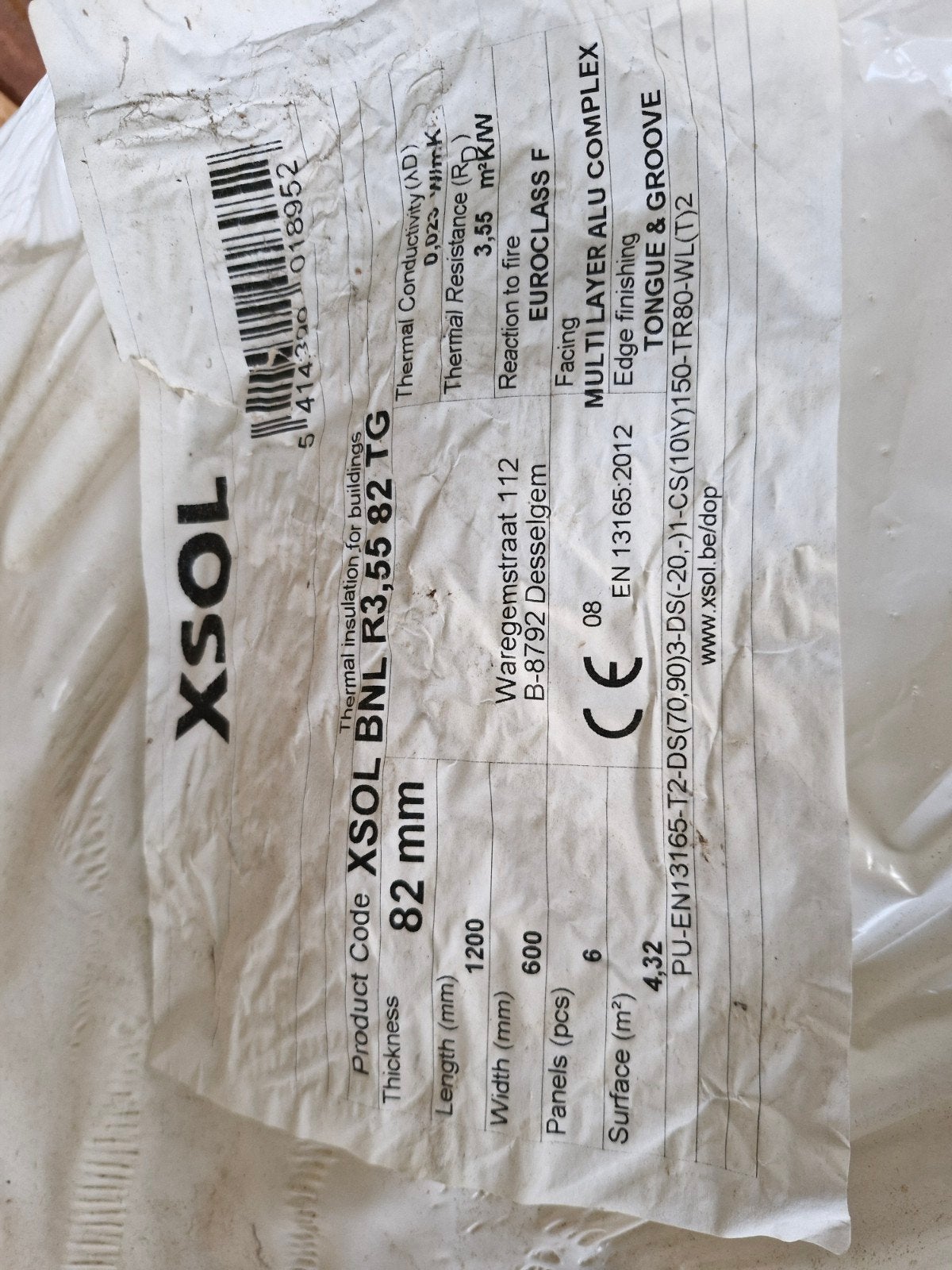 Xsol isolatieplaten 5 stuks 82mm dikte 600x1200mm, Enlèvement