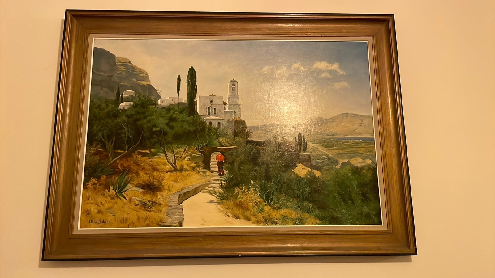 Mediterraans zicht, Antiek en Kunst, Kunst | Schilderijen | Klassiek, Ophalen