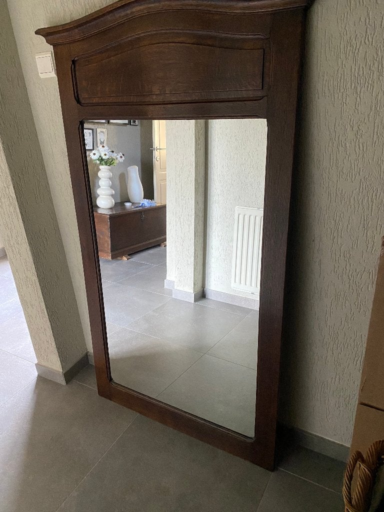 Miroir ancien avec joli cadre en chêne (153 x 91 cm), Enlèvement, Rectangulaire, 50 à 100 cm, 150 à 200 cm