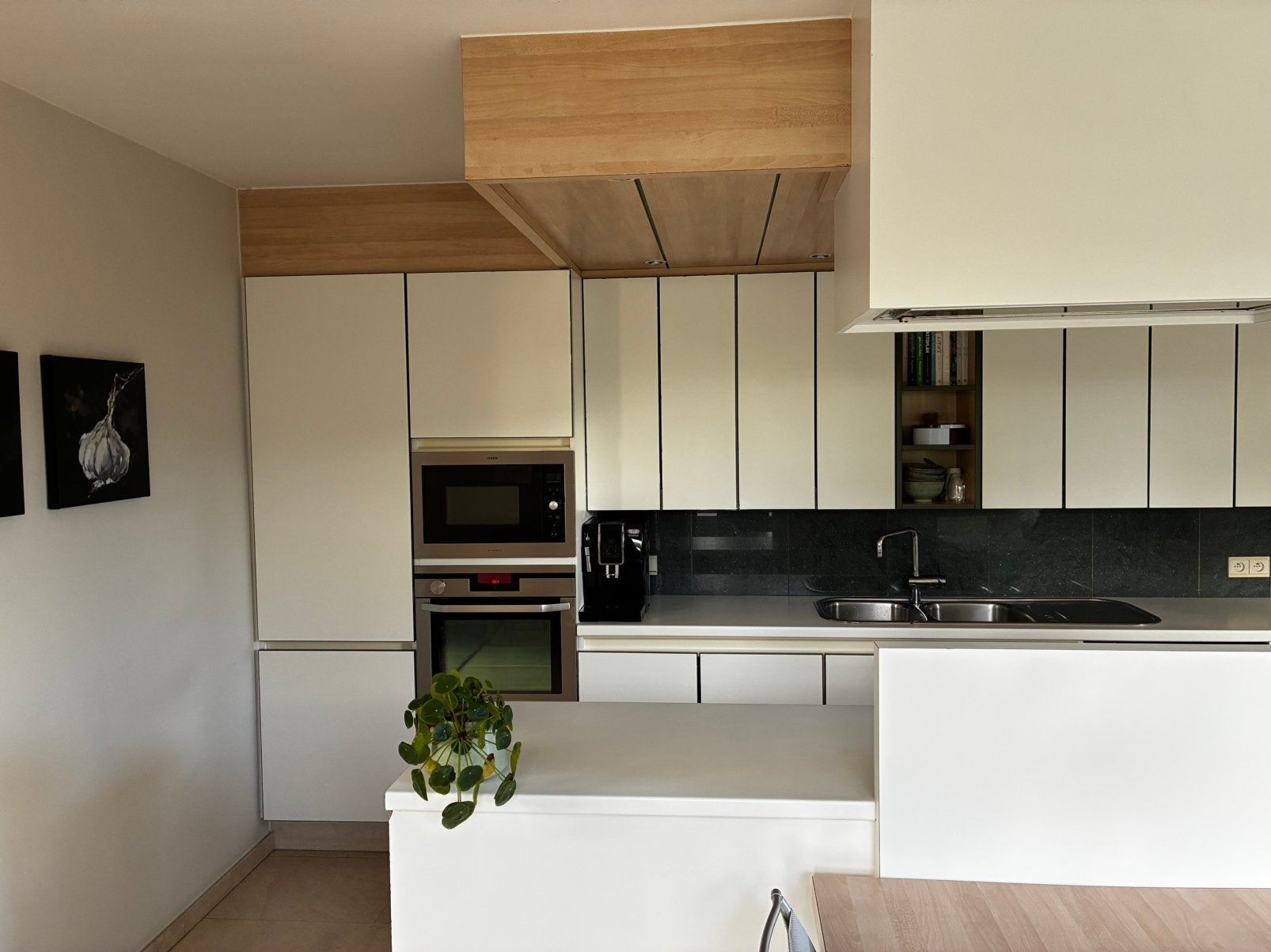 Keuken + keukentafel, Maison & Meubles, Enlèvement, Utilisé, Cuisine en U, Blanc
