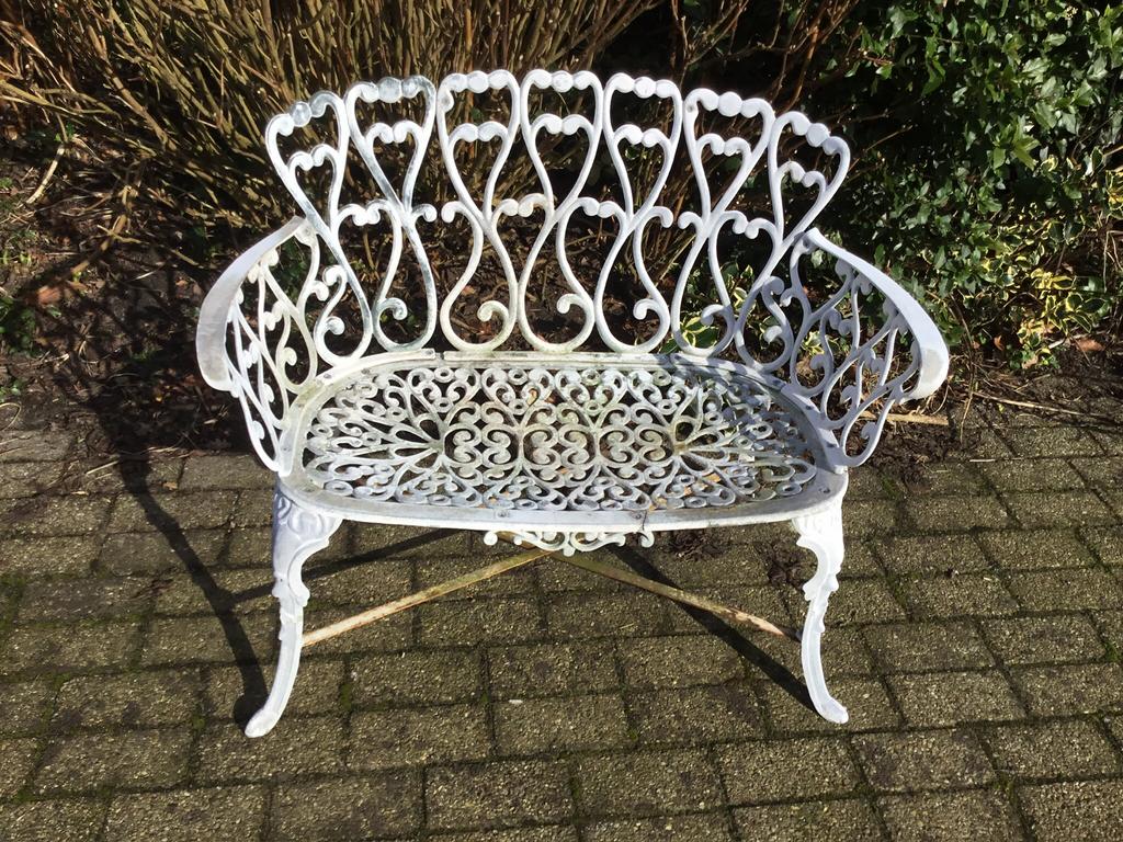 Aluminium bankje sier, Tuin en Terras, Tuinbanken, Ophalen, Gebruikt, Aluminium