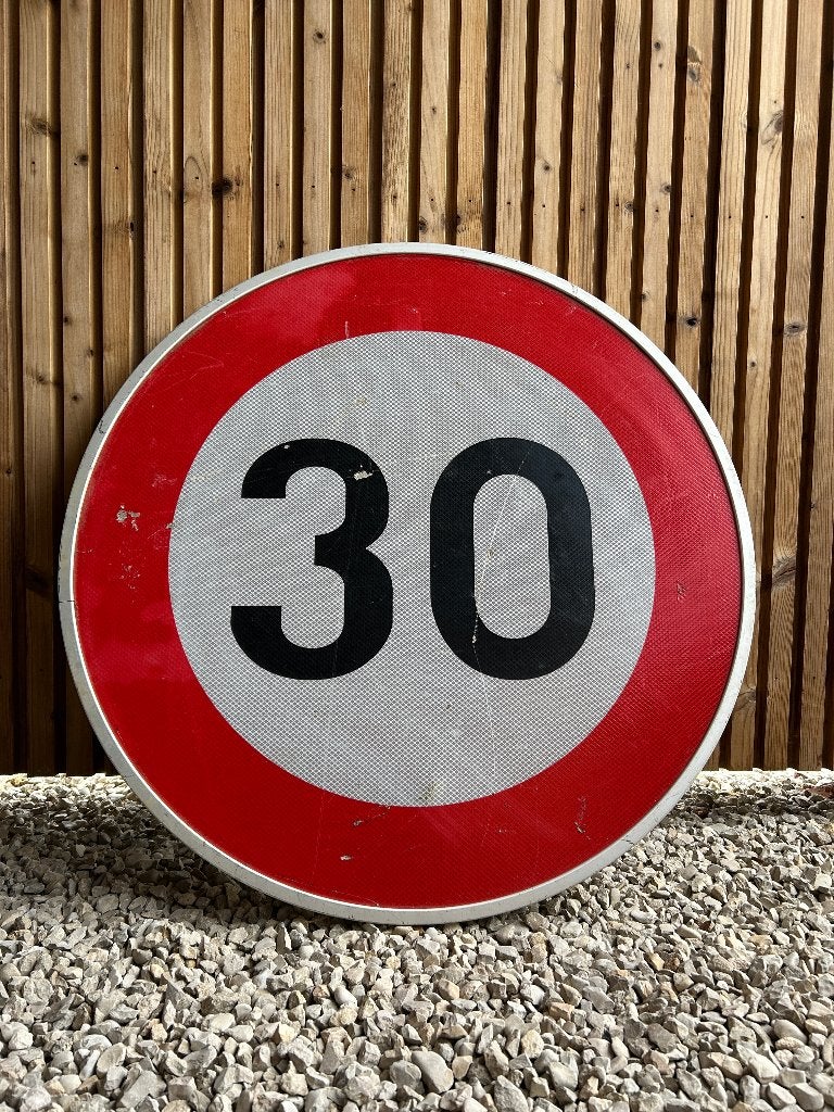 Panneau de signalisation en aluminium "30", Enlèvement, Utilisé, Métal