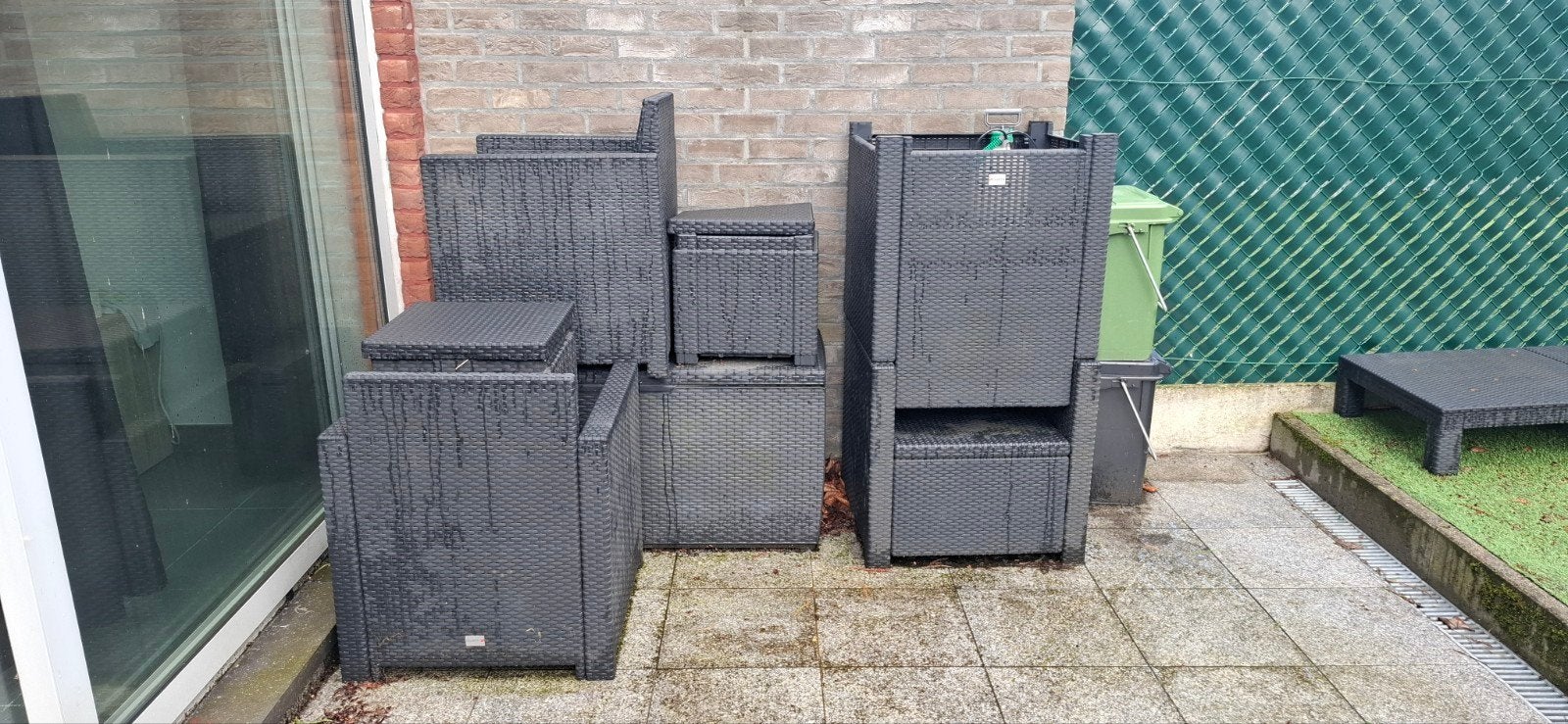 Lounge zeteltjes grijs met kussens, Tuin en Terras, Ophalen