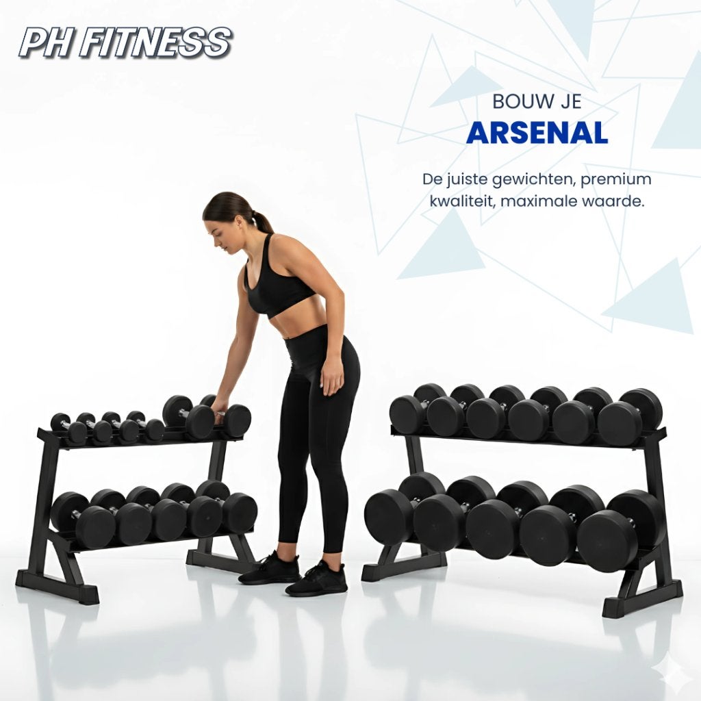 PH Fitness PU Dumbbells 2-20KG - 2KG Stappen, Enlèvement, Neuf, Haltère