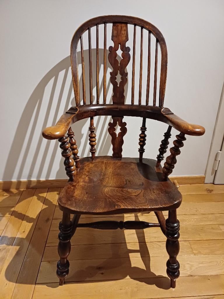 Fauteuil anglais « Windsor » époque victorienne 1840-1850, Enlèvement, Utilisé, Bois, Victorien