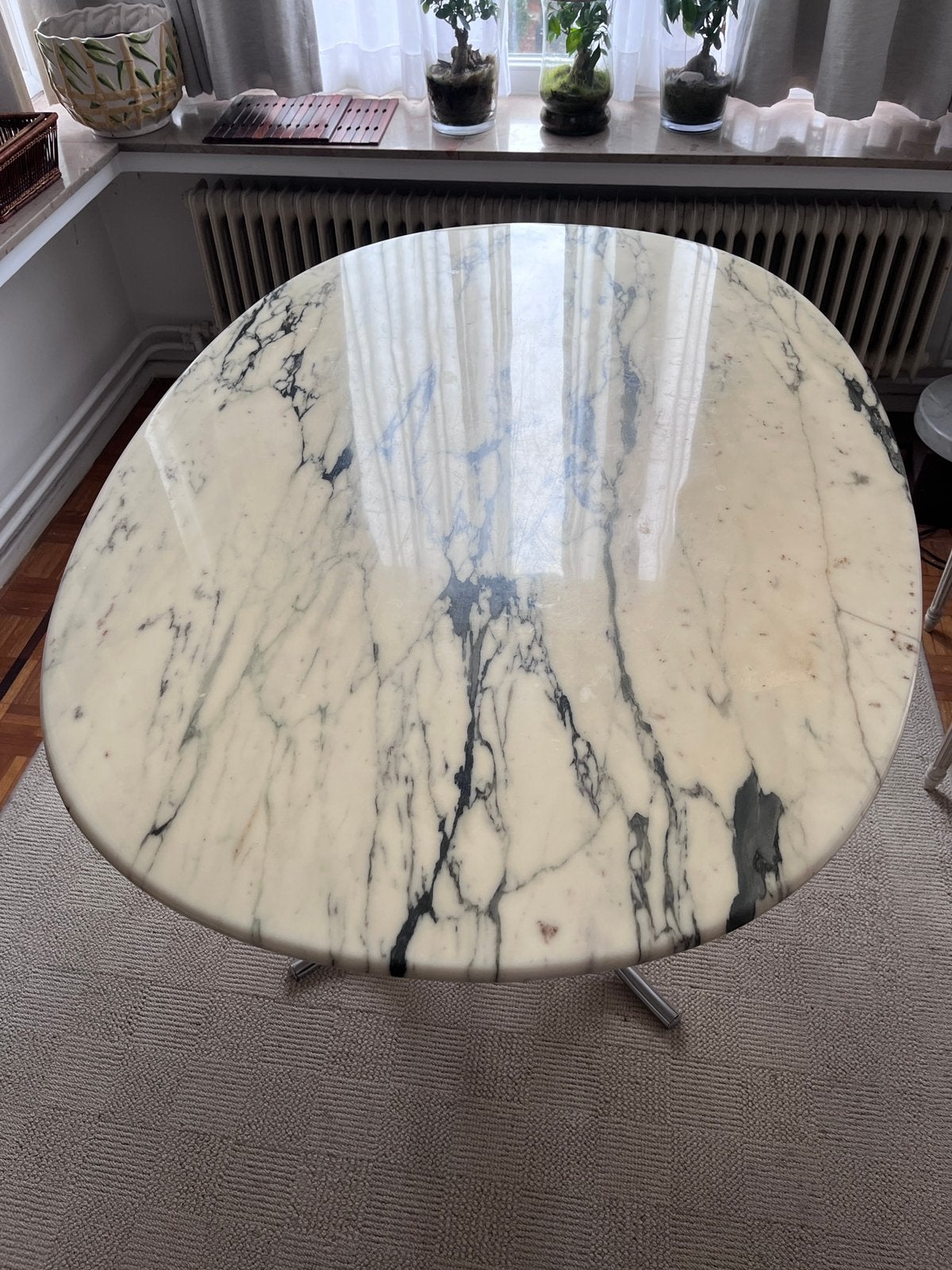 Vintage marmeren eettafel uit de jaren 70, Ophalen, Gebruikt, Vintage, Metaal