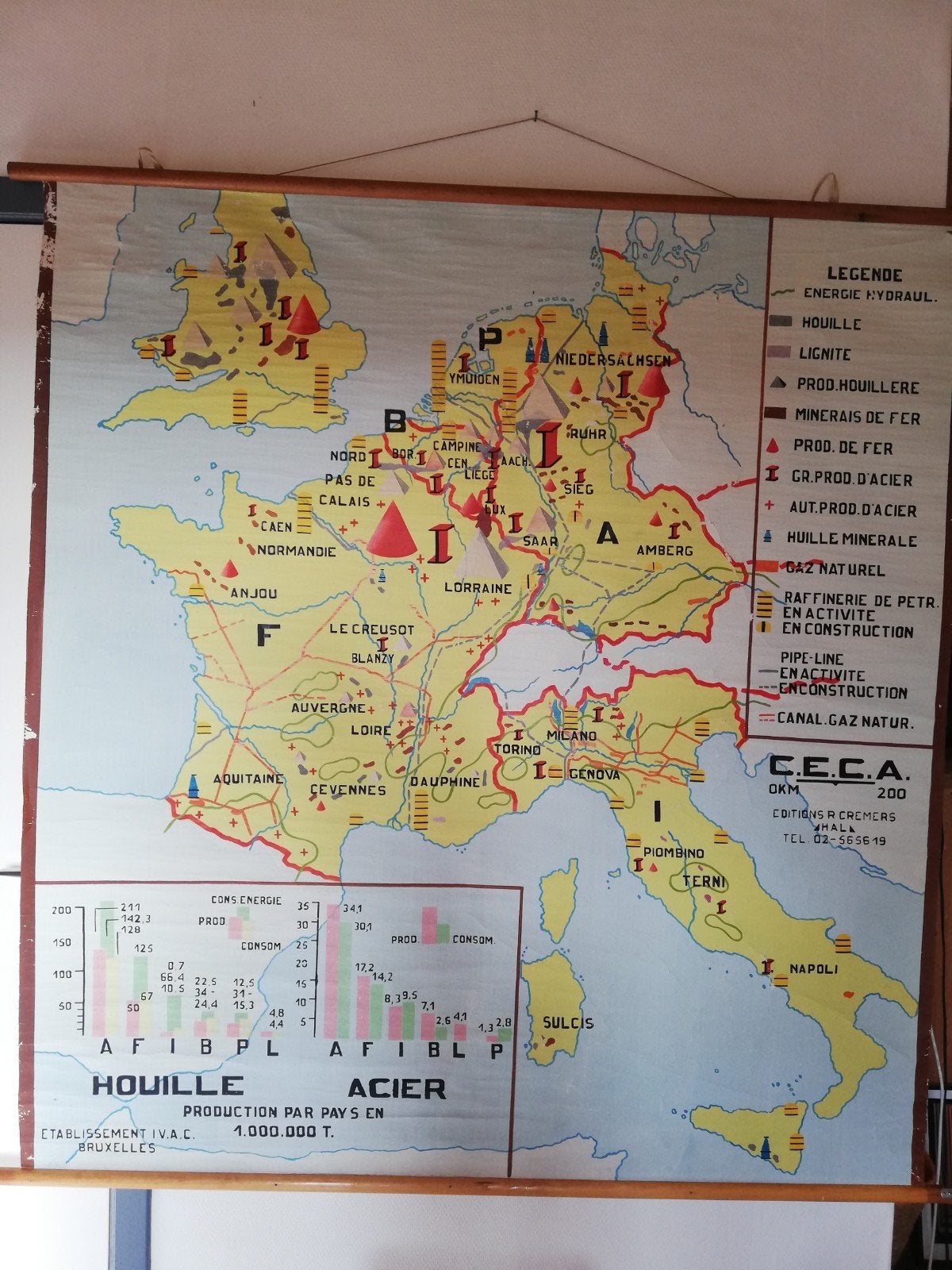 Carte scolaire ancienne C. É. C. A. années 1950/1960 Rare, Enlèvement ou Envoi, Géographie