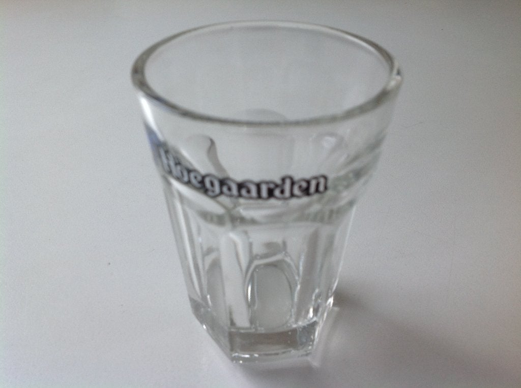 Verre Hoegaarden H : 8,5 cm - diamètre 6 cm, Enlèvement ou Envoi, Neuf, Verre ou Verres, Autres marques
