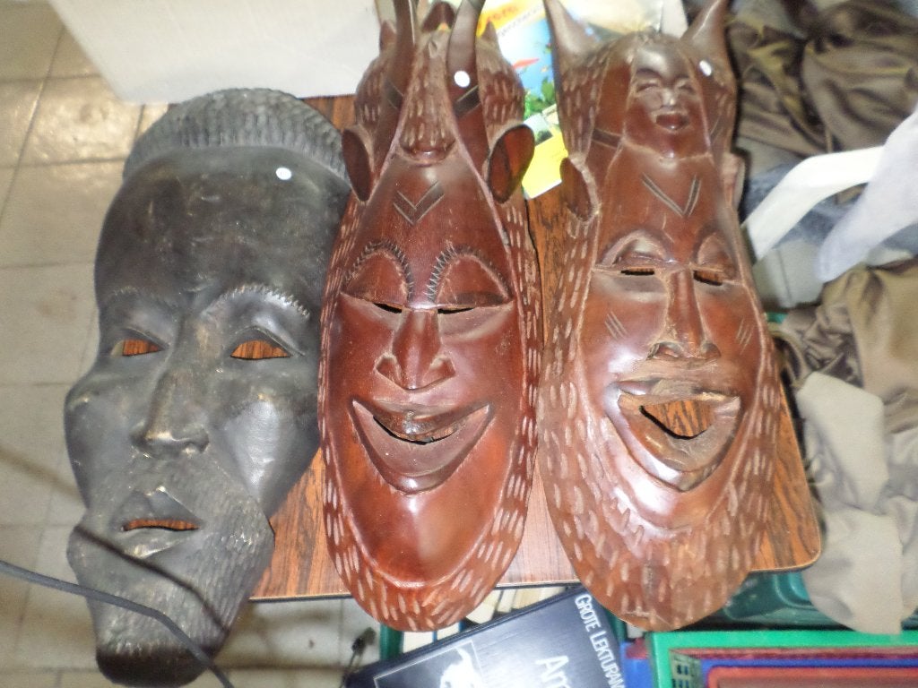 3 afrikaanse Maskers, Ophalen, Hout, Gebruikt, Overige stijlen