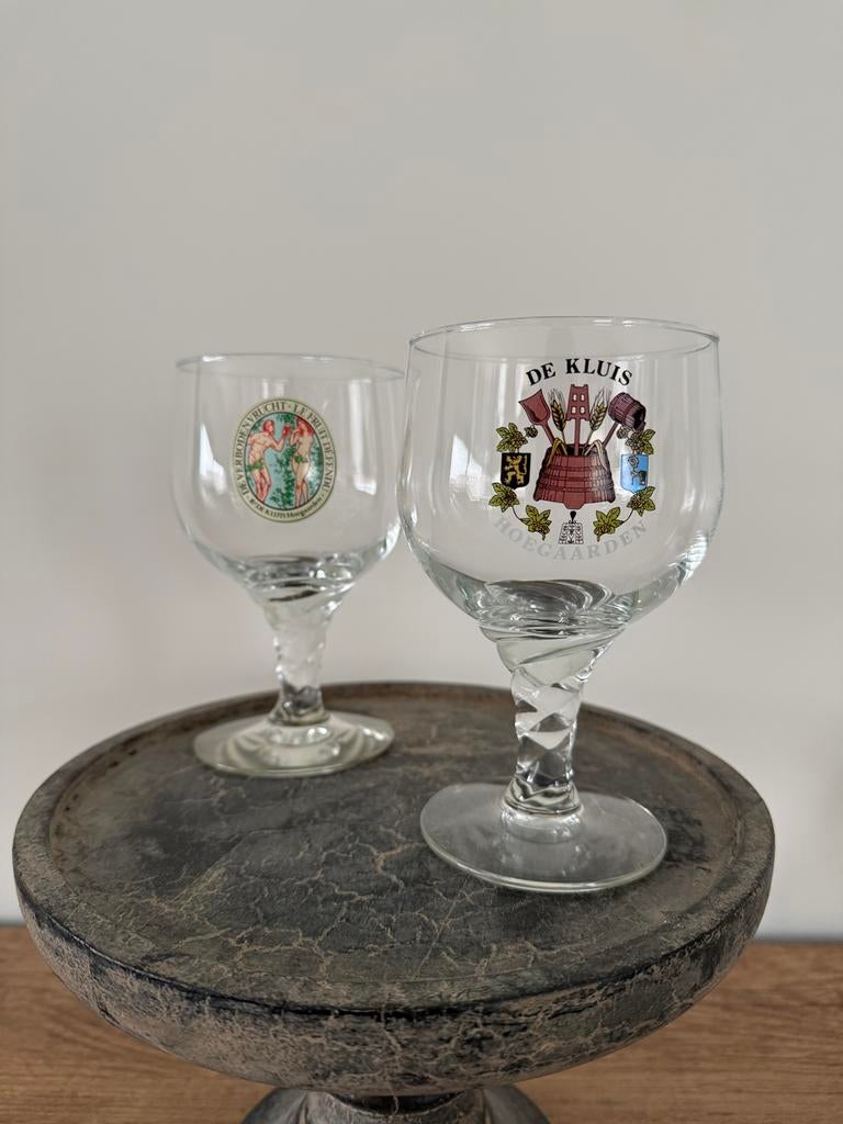 2 bierglazen Hoegaarden/De Kluis + Verboden Vrucht –topstaat, Ophalen, Zo goed als nieuw, Glas of Glazen, Overige merken