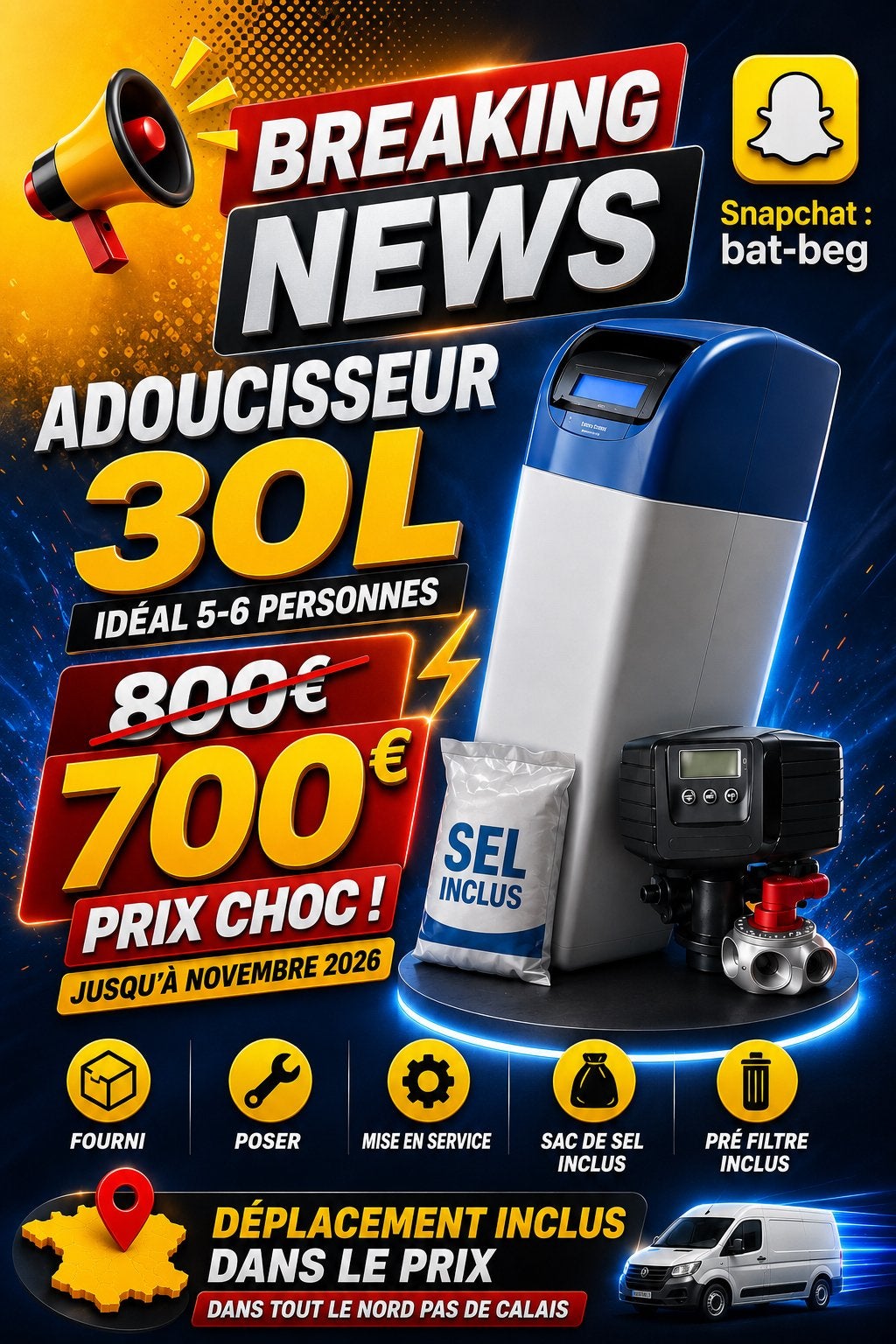 Adoucisseur d’eau 30L, Enlèvement, Neuf