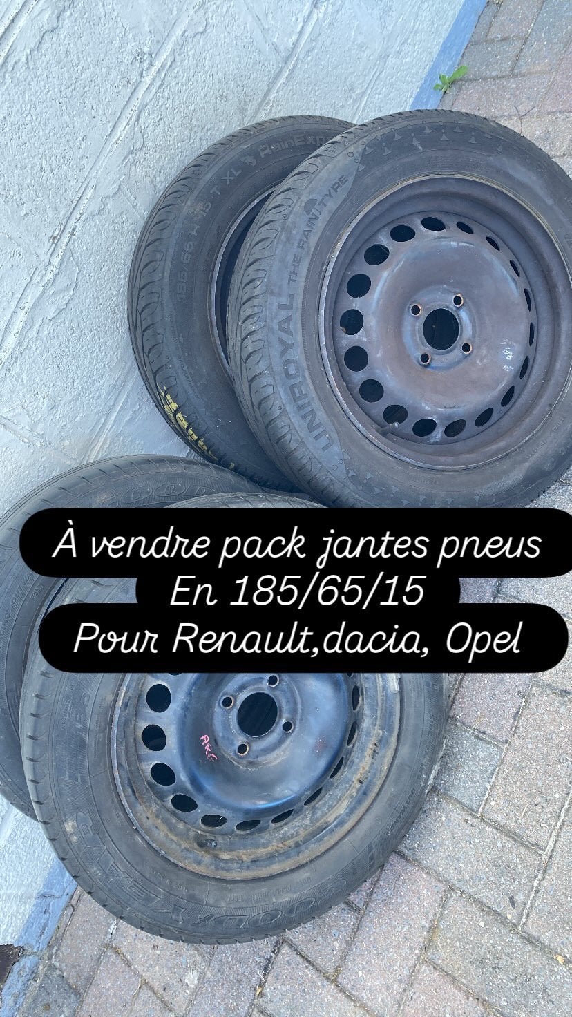 Pack jantes et pneus 185/65/15, Autos : Pièces & Accessoires, 15 pouces, Véhicule de tourisme, Pneus été, 185 mm