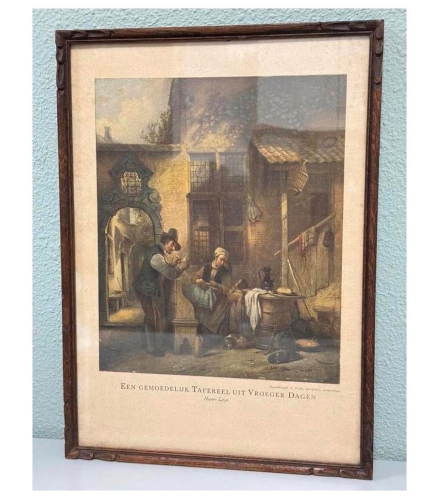 Antieke Foto Prent kunstwerk Kunsthandel M. Wolff Henri Leys, Ophalen of Verzenden
