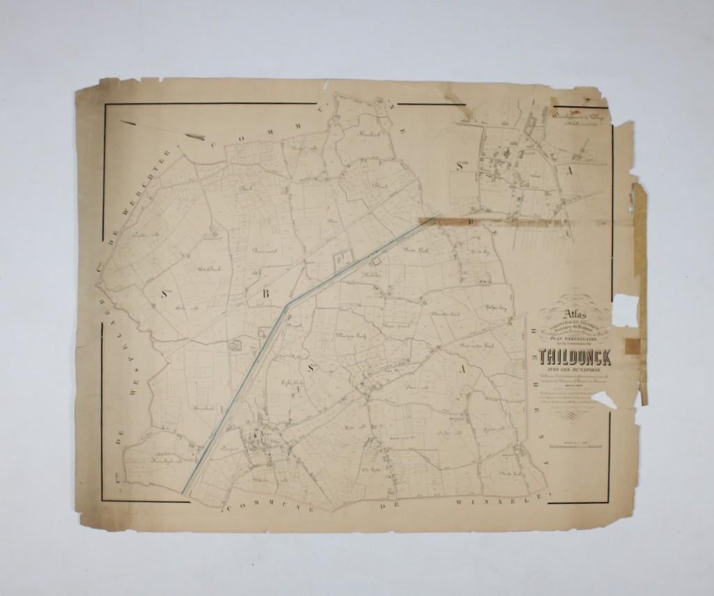 oude kaart Tildonk, PC Popp, 19eeuw, Antiek en Kunst, Curiosa en Brocante, Ophalen