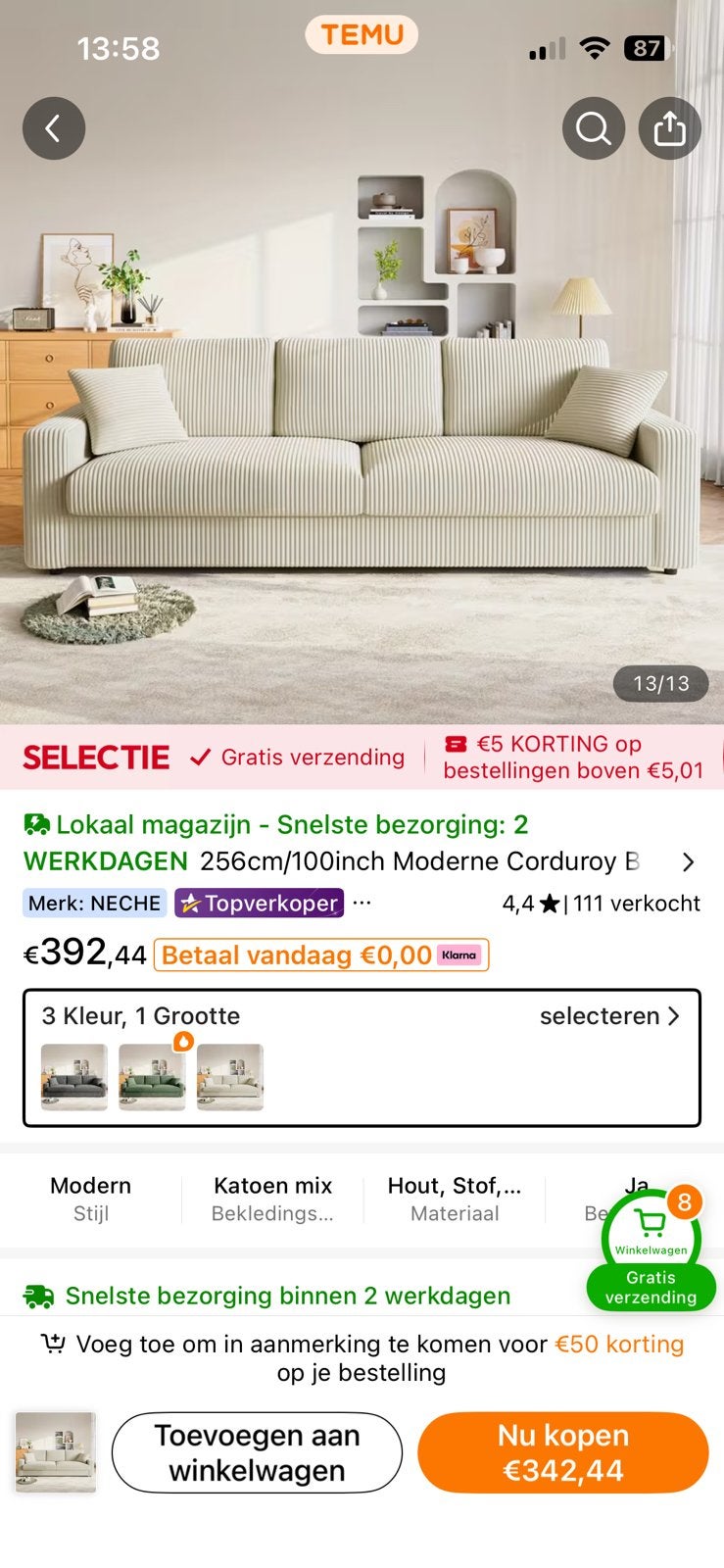 Salon, Ophalen, Zo goed als nieuw