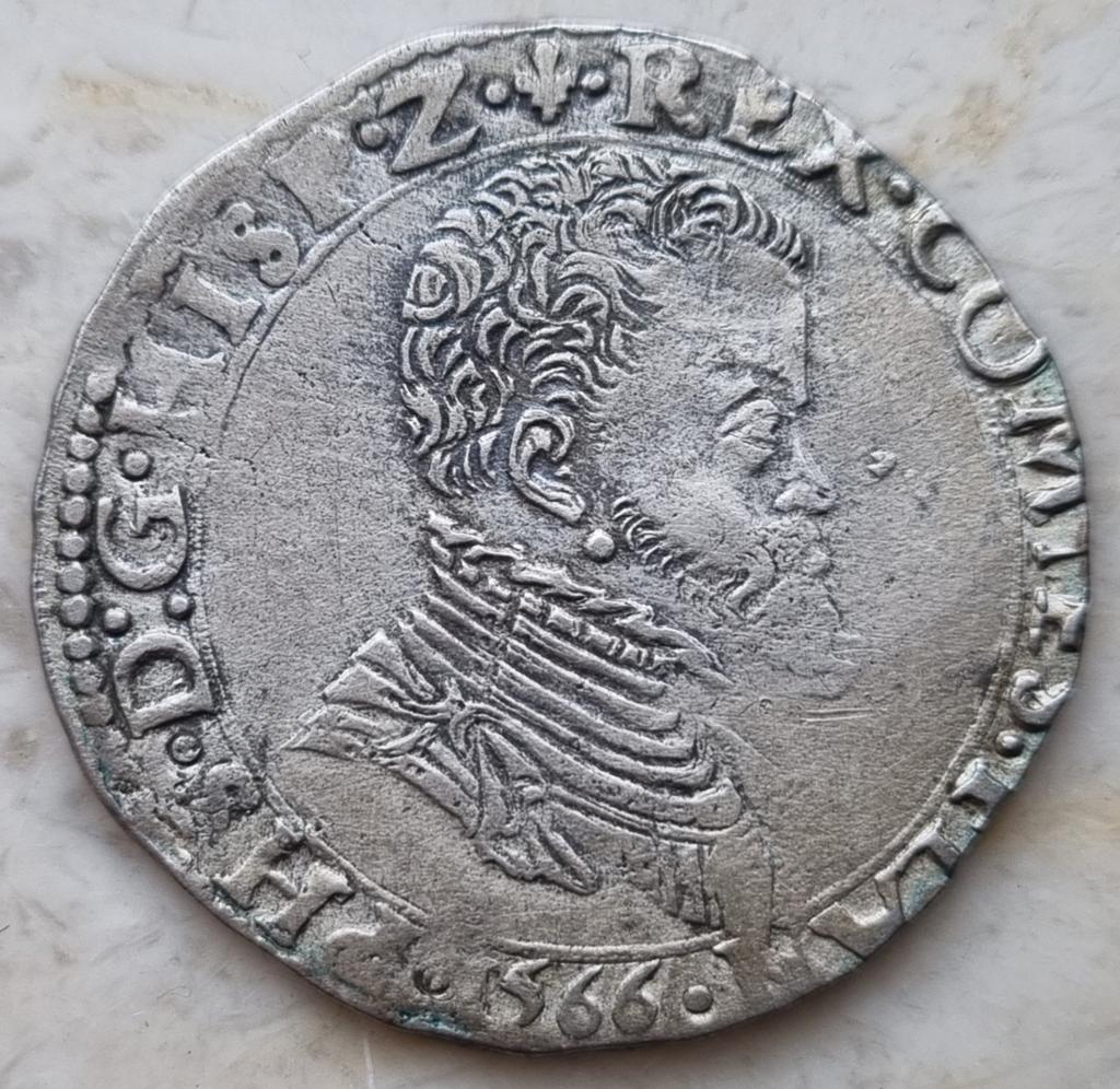 ⅕ Philipsdaalder 1566 (Brugge) Philips II, Postzegels en Munten, Munten | België, Ophalen of Verzenden, Losse munt, Zilver