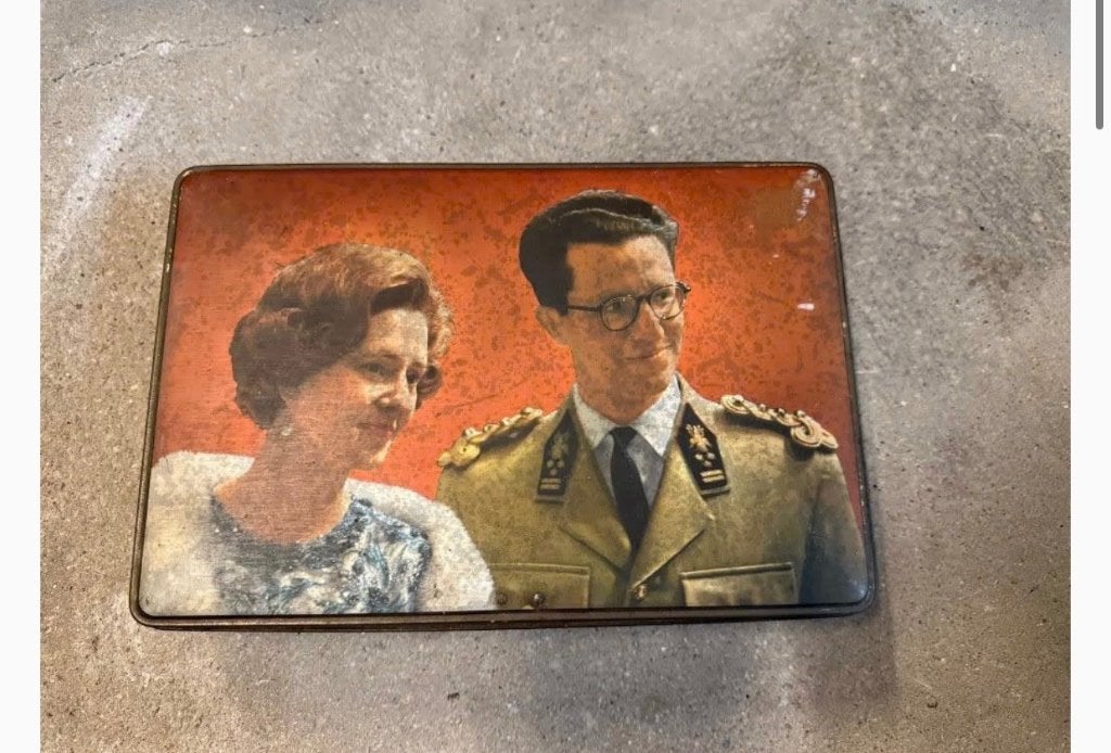 Boite métallique Baudouin et Fabiola de Belgique 1960, Collections, Enlèvement ou Envoi, Utilisé