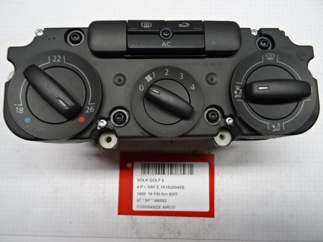 BEDIENINGSPANEEL AIRCO Volkswagen Golf V (1K1) (1K1820045B), Gebruikt, Volkswagen