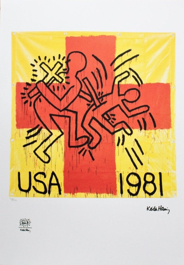 Keith Haring (D'après) - L'Exorciste, Avec certificat d'authenticité, Enlèvement ou Envoi, Autres sujets, Lithographie