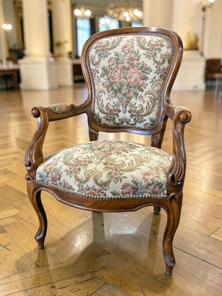 fauteuil/siège/chaise fleuri vintage, Enlèvement