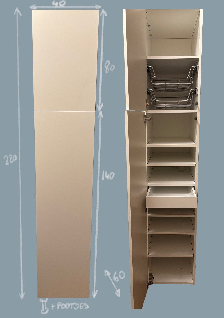 Keukenkast wit metod ikea 220x40x60, Maison & Meubles, Enlèvement, Utilisé, 200 cm ou plus, Blanc