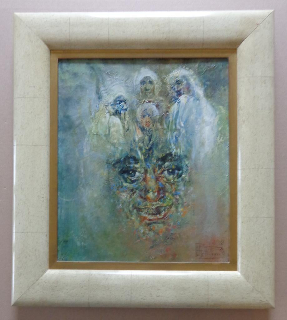ROGER VAN BELLEGHEM / GEZICHT / OLIEVERF / 48x42cm / KADER, Enlèvement ou Envoi, Signé, Peinture à l'huile