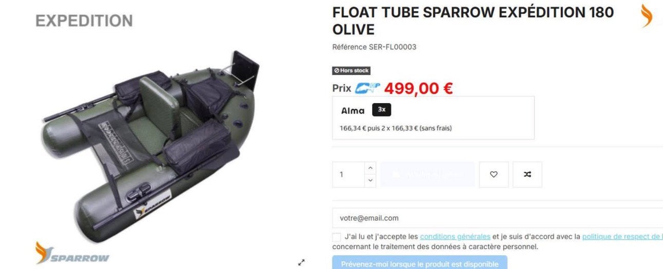 Float tube - Pack complet - livescope, Enlèvement, Comme neuf, Pompe