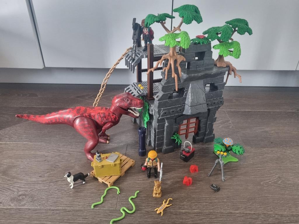 Playmobil basiskamp van de avonturiers met T-Rex, Kinderen en Baby's, Ophalen, Zo goed als nieuw, Complete set