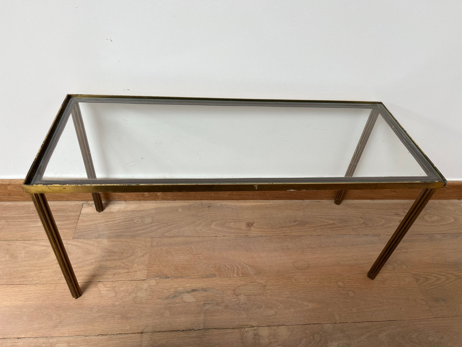 Table basse en verre et laiton, 50 à 100 cm, Verre, Enlèvement, Utilisé