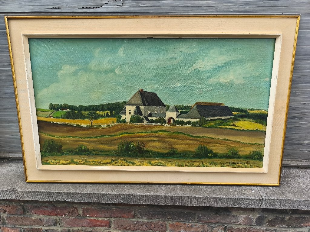 Huile sur toile signe marthe desterbecq 1973, Ophalen, Doek