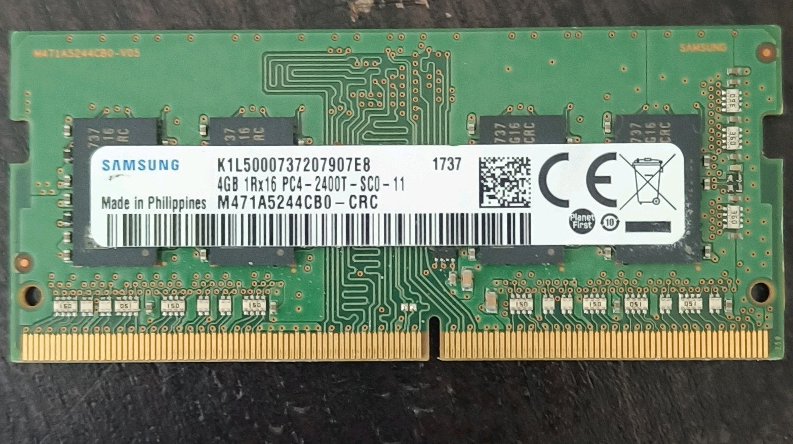 Samsung 4GB DDR4 2400 MHz SODIMMM471A5143SB1-CRC, Computers en Software, DDR4, Ophalen of Verzenden, Zo goed als nieuw, Laptop