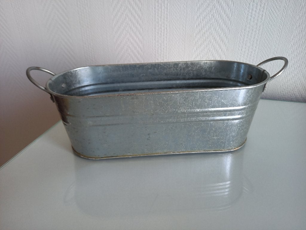 zinken plantenmandje, Enlèvement ou Envoi, Moins de 25 cm, Comme neuf, Moins de 40 cm