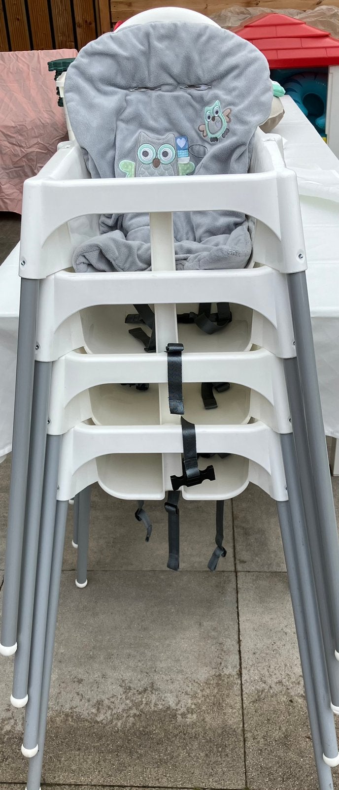 3 Eetstoelen Ikea wit apart verkrijgbaar, Ophalen, Gebruikt, Afneembaar eetblad
