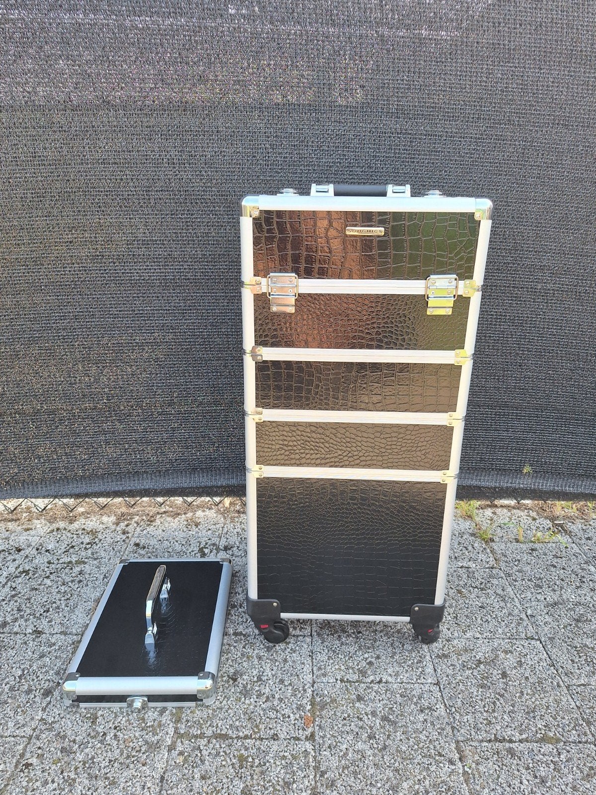 SONGMICS 7-delige make-up koffer op wielen, Ophalen, Zwart, Zo goed als nieuw, Met slot