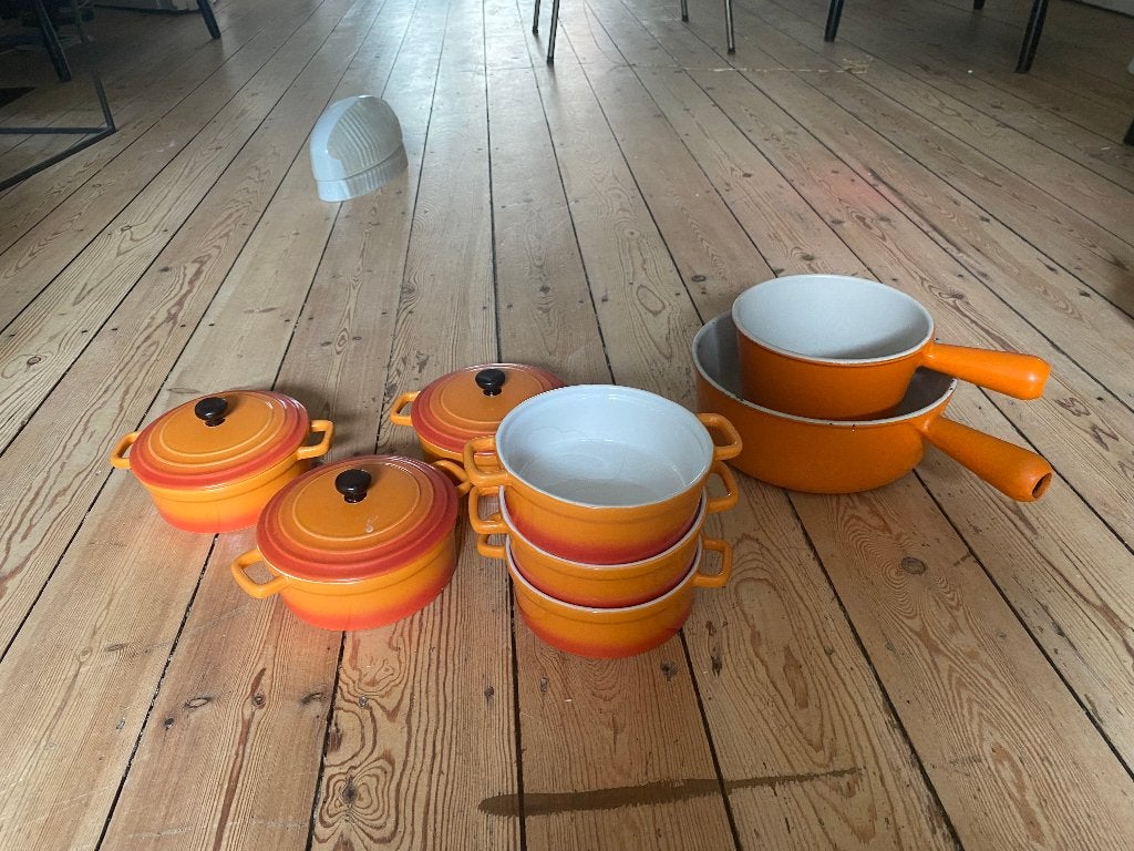 Lot de casseroles et cocottes vintage orange, Enlèvement, Utilisé, Ensemble de casseroles