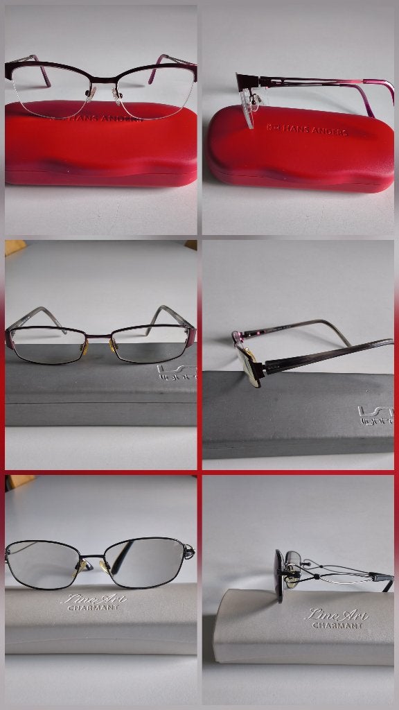 3 paar optische brillen van titanium voor dames met hoesje, Ophalen of Verzenden, Zo goed als nieuw, Overige kleuren, Bril