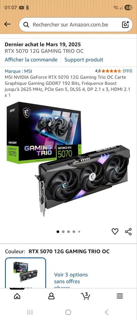 Carte graphique msi 5070 rtx, Enlèvement, Nvidia
