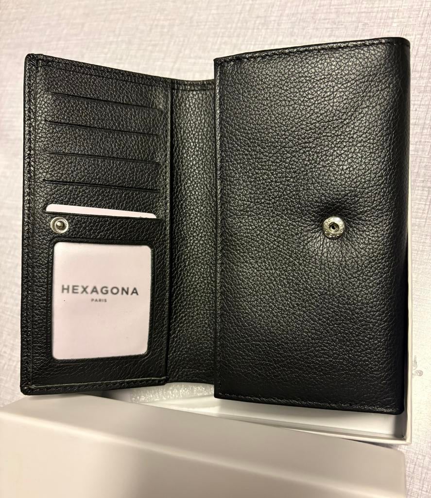 Grand portefeuille HEXAGONA noir en cuir NEUF dans sa boite, Overige merken, Zwart, Nieuw, Ophalen of Verzenden