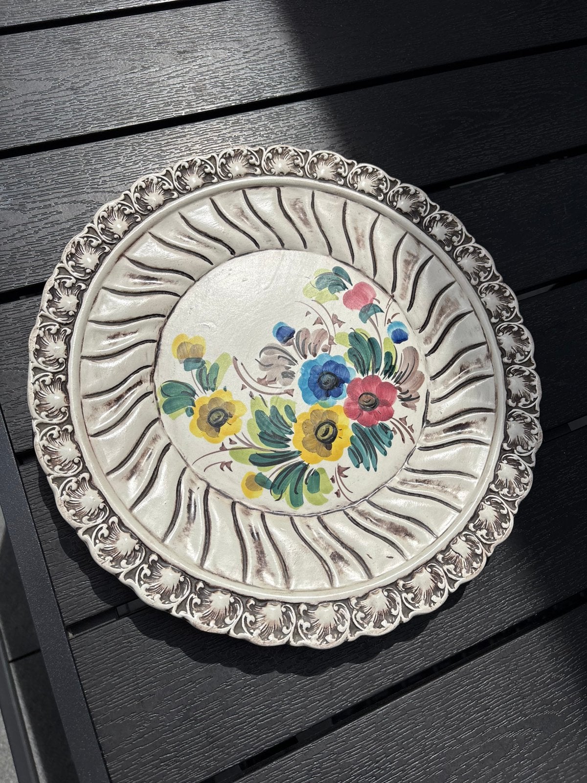 handbeschilderd vintage keramisch wandbord Italië, Antiek en Kunst, Antiek | Wandborden en Tegels, Ophalen of Verzenden