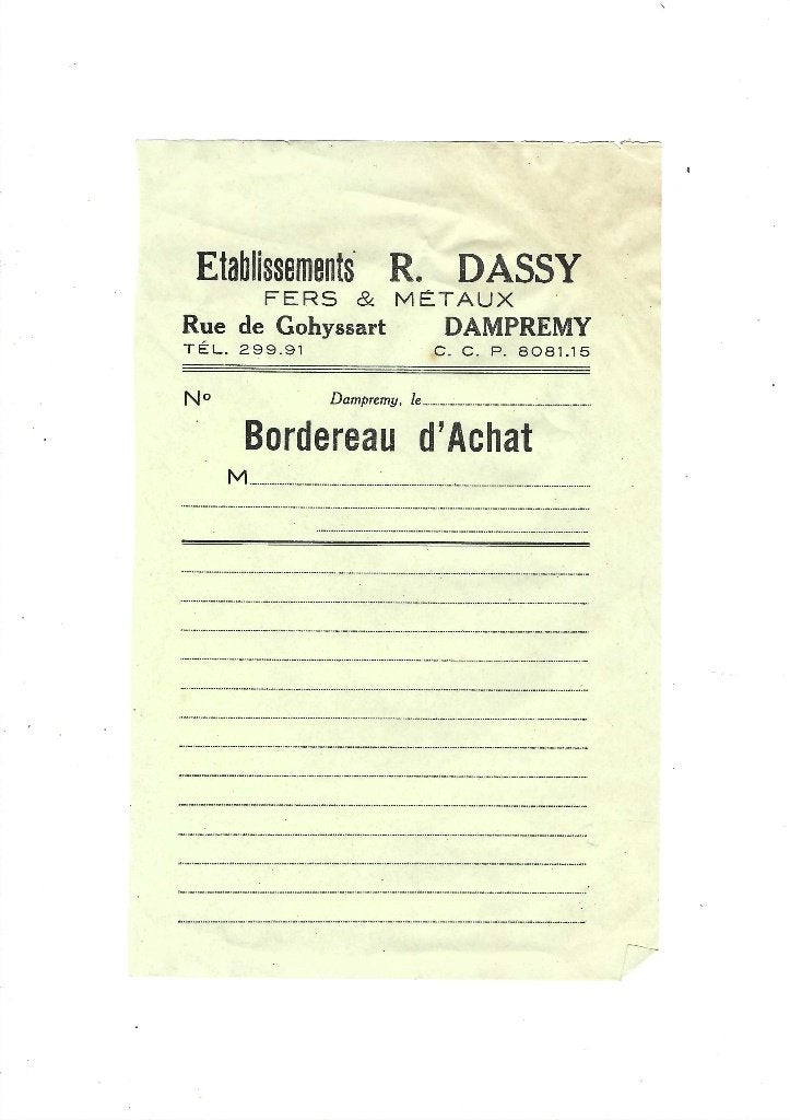 Ancien bordereau d'achat (non utilisé), Envoi, Neuf