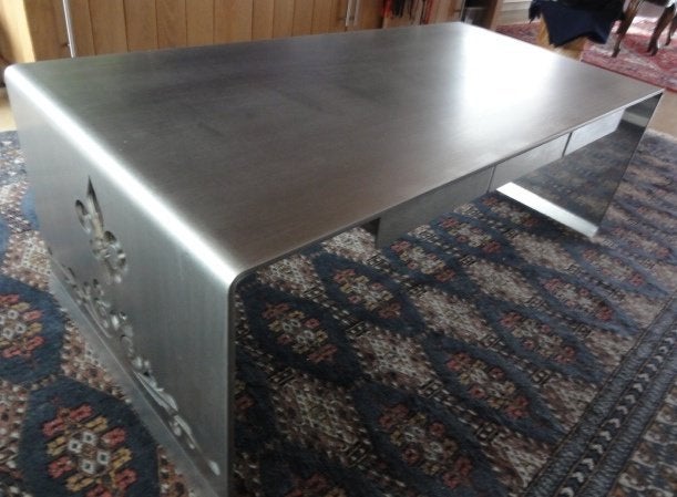 salontafel rvs design inox uniek vr zwembad enz bijzettafel, Huis en Inrichting, Ophalen, 100 tot 150 cm, Design, 50 tot 100 cm