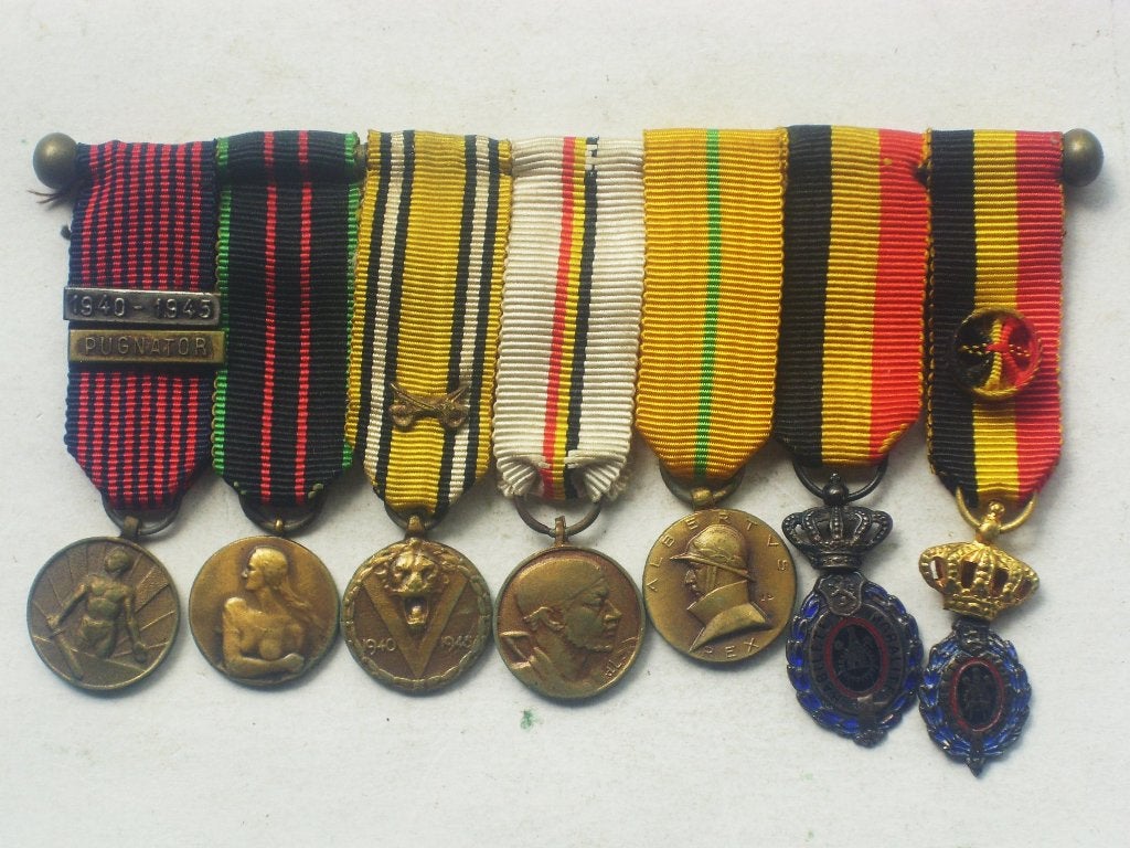 Barrette 1940-1945 de 7 diminutifs belges période L III, Verzamelen, Verzenden, Landmacht, Lintje, Medaille of Wings