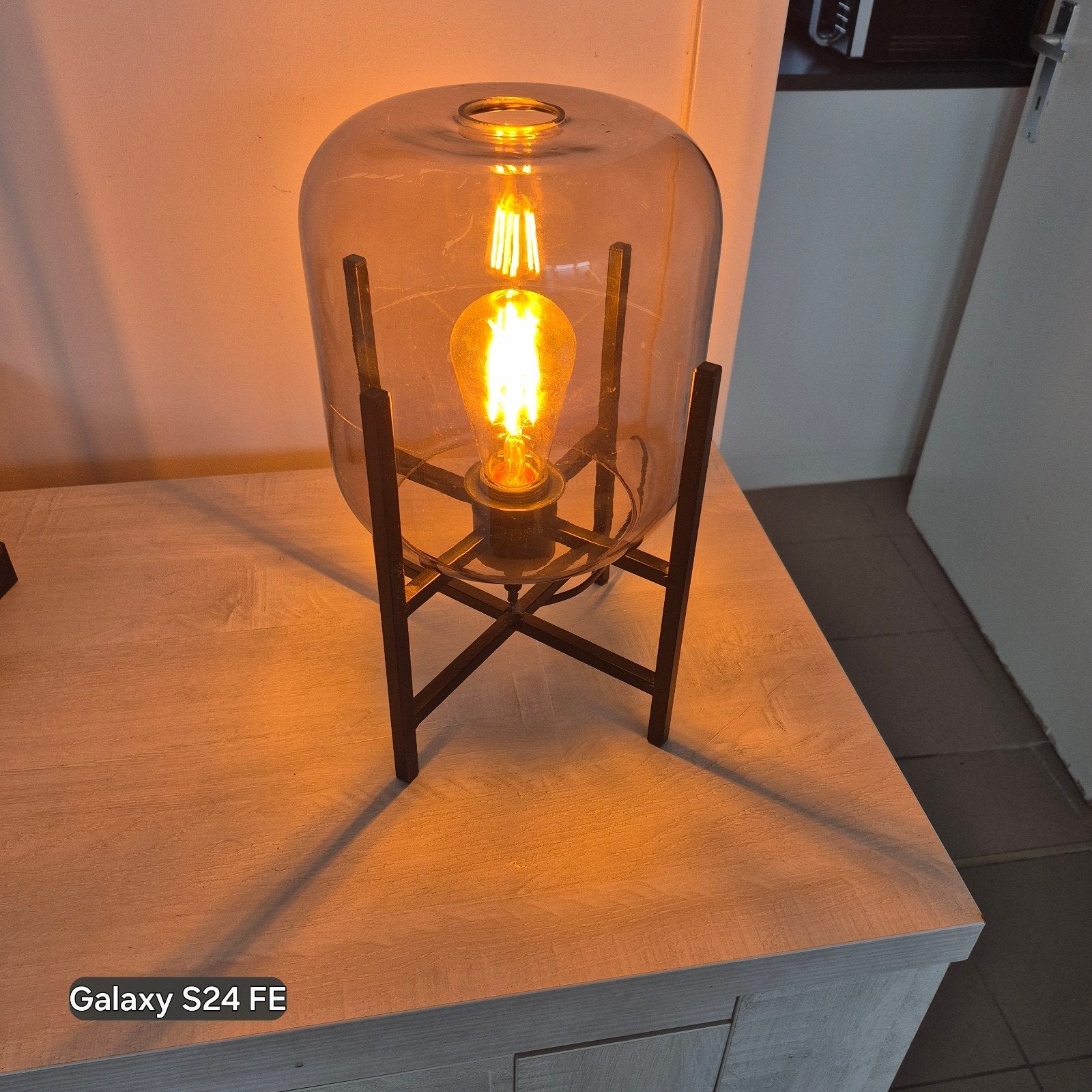 Twee tafellampen en een staande lamp decora., Huis en Inrichting, Inclusief lichtbron, Nieuw, Glas, Landelijk