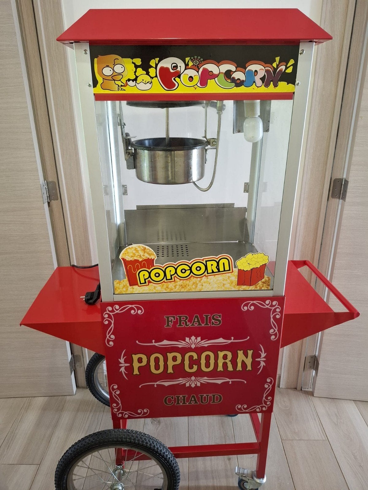 Popcornmachine 1500W met karretje – professionele popcorn, Enlèvement, Comme neuf