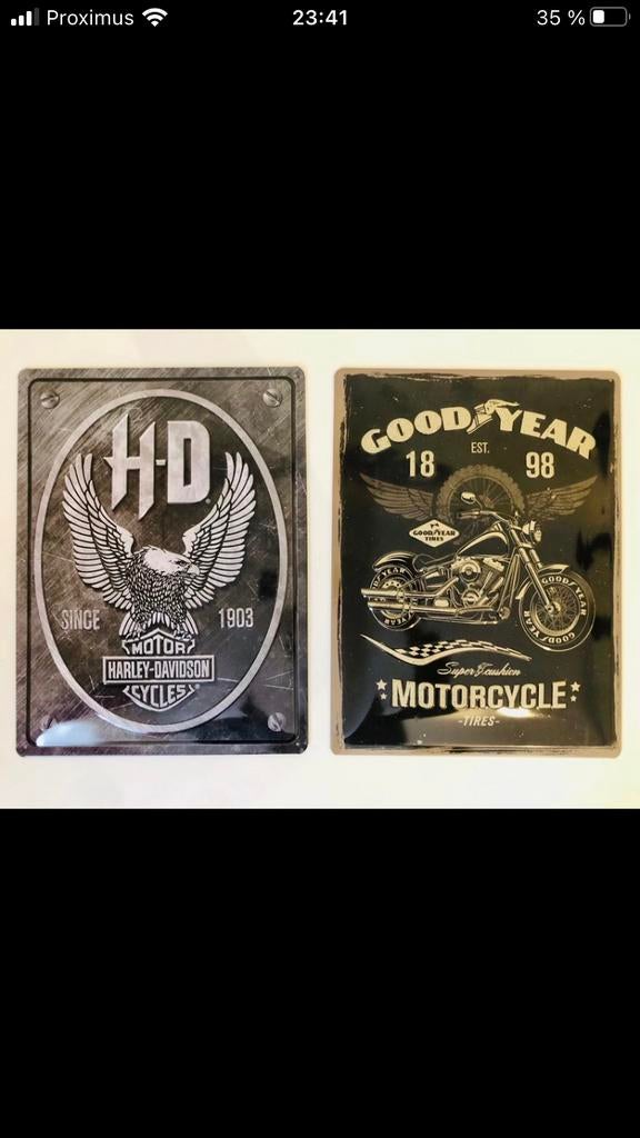2x Plaque Metal vintage Harley-Davidson, Enlèvement ou Envoi