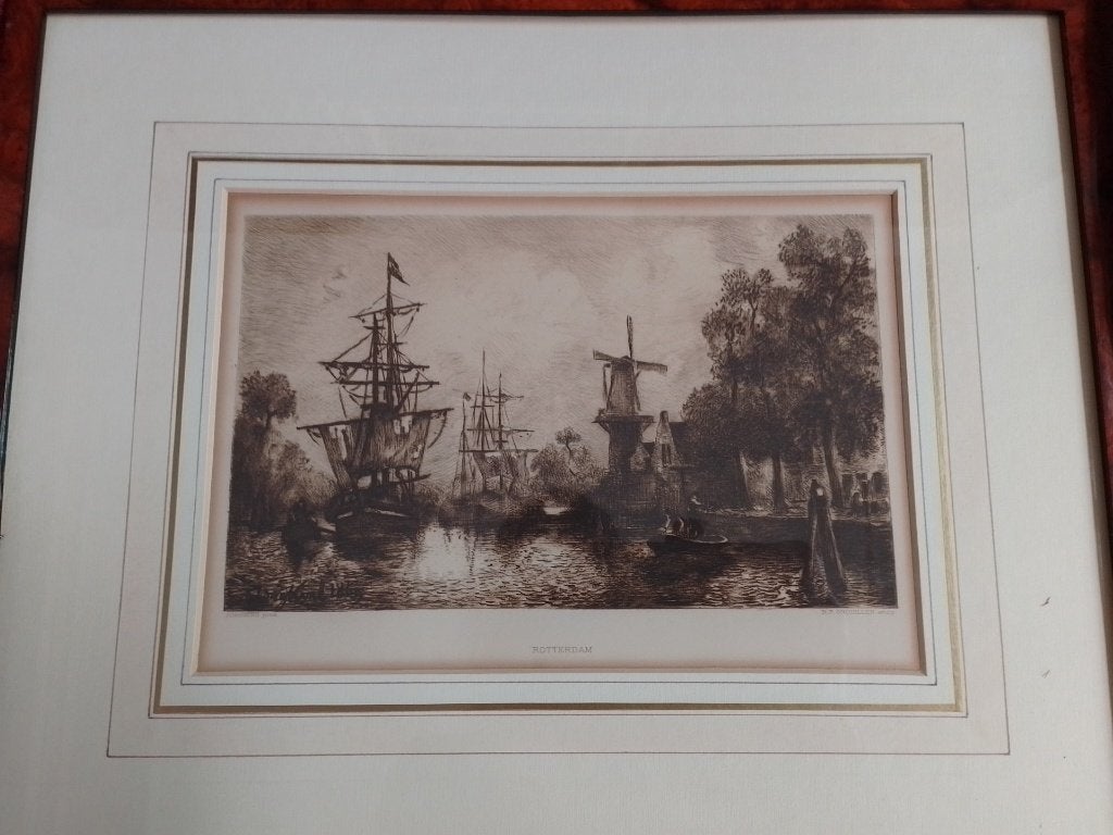 Johan Barthold Jongkind  Ets  Rotterdam, Verzenden, Ets, Gesigneerd